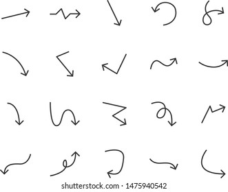 set of arrow icons, line