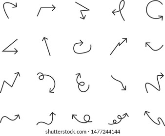 set of arrow icons, line
