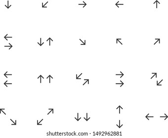 set of arrow icons, line, next