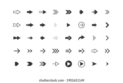 set of arrow icons, objects, direction