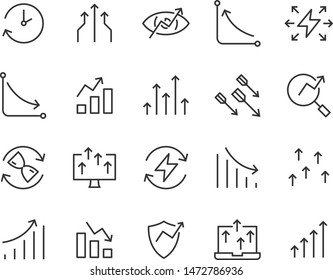 set of arrow icons, speed, fast, chart, graph, speed, boost