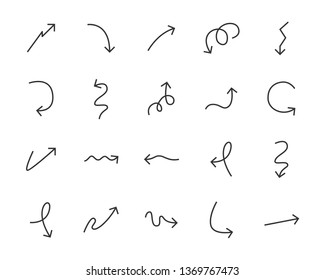 set of arrow icons, such as linear, curve, aiming, next
