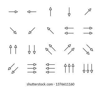 set of arrow icons, such as linear, curve, aiming, next