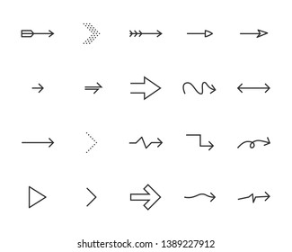 set of arrow icons, such as linear, curve, aiming, next