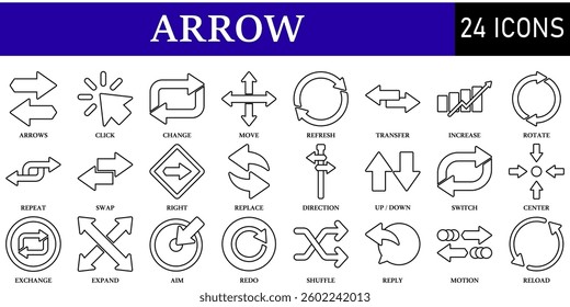 Set of Arrow Icons or symbols Vector fully editable file.