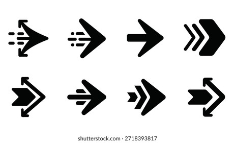 Set of Arrow Icons in Various Styles and Directions