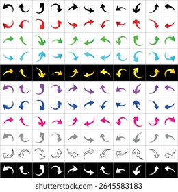 Set of arrow icons. vector illustration arrow shapes in various styles.