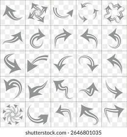 Conjunto de iconos de flecha. Formas de flecha de Ilustración vectorial en varios estilos.