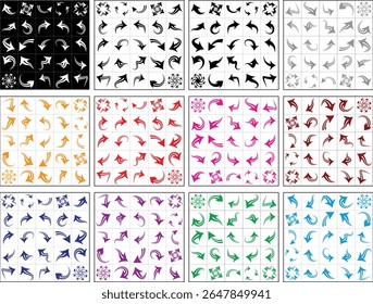 Set of arrow icons. vector illustration arrow shapes in various styles.