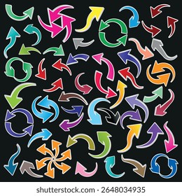 Set of arrow icons. vector illustration arrow shapes in various styles.