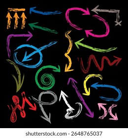 Set of arrow icons. vector illustration arrow shapes in various styles.