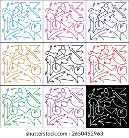 Conjunto de iconos de flecha. Formas de flecha de Ilustración vectorial en varios estilos.