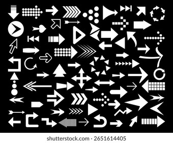 Ensemble d'icônes fléchées. illustration vectorielle de formes de flèche dans différents styles.