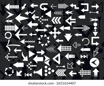 Ensemble d'icônes fléchées. illustration vectorielle de formes de flèche dans différents styles.