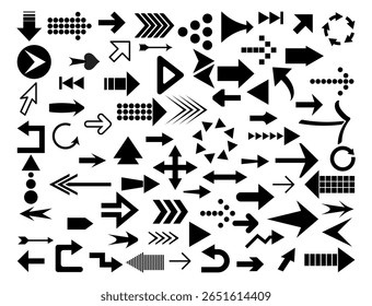 Ensemble d'icônes fléchées. illustration vectorielle de formes de flèche dans différents styles.