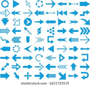 Ensemble d'icônes fléchées. illustration vectorielle de formes de flèche dans différents styles.