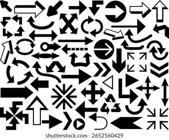 Ensemble d'icônes fléchées. illustration vectorielle de formes de flèche dans différents styles.