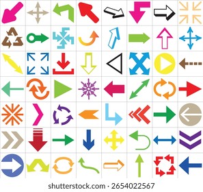 Conjunto de iconos de flecha. Formas de flecha de Ilustración vectorial en varios estilos.