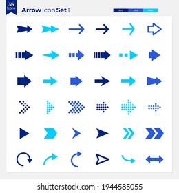 set of arrow icons for web and mobile premium vector template isolated on white background