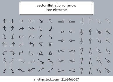 Set of arrow Illustration Icon design signage element for technology information.