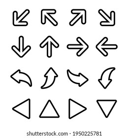 A set of arrow illustration icons with various directions, set of vector flat arrows collection of concept arrows for web design, mobile apps or presentation. vector