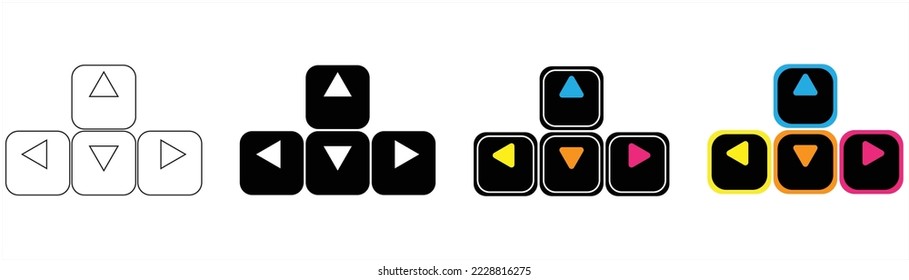 ajuste la silueta del teclado con flecha. símbolo de signo de estilo, ilustración vectorial