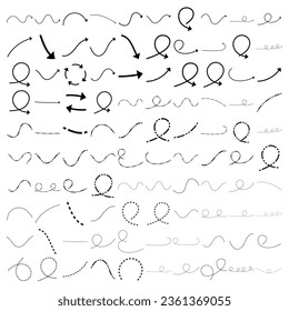 set of arrow, line ,doodle, icon Isolated on a white background