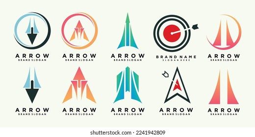 set of arrow logo design with abstract concept