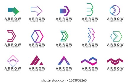 Set of arrow logo design with creative design. Icon arrow vector illustration