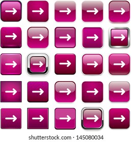 Set of arrow magenta buttons for website or app. Vector eps10.
