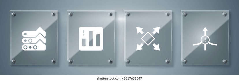 Set Arrow, Many ways directional arrow, Pie chart infographic and Graph, chart, diagram. Square glass panels. Vector