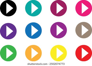 set of arrow on different color circle vector illustration.