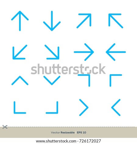 Set Arrow Outline Icon Logo Template Illustration Design. Vector EPS 10.