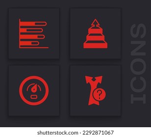 Establecer flecha, infografía de gráfico circular, infografía de pirámide e icono del medidor de velocidad digital. Vector