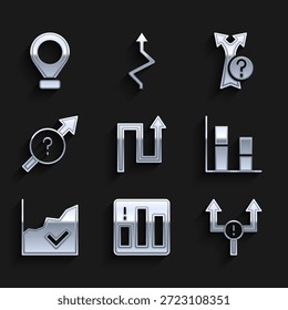 Set Arrow, Pie chart infographic, Graph, chart, diagram, Financial growth increase,  and Location icon. Vector