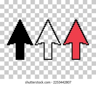 Set of Arrow pixel icon, web cursor click mouse symbol, computer pointer vector illustration .