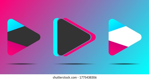 Set of arrow play icon. Social media. Web symbol. Vector illustration. EPS10