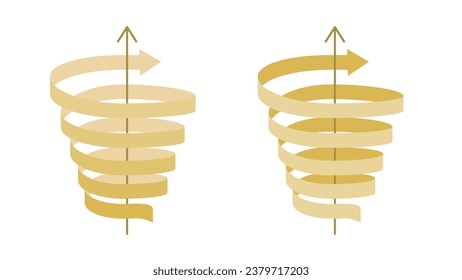 Conjunto de cintas de flecha que ascienden en una espiral