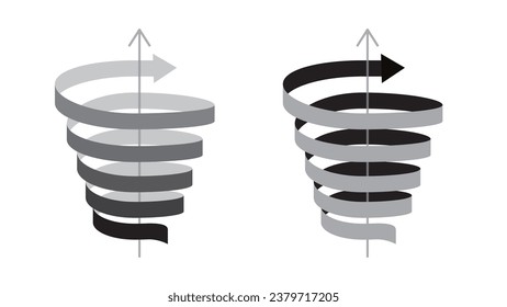 Reihe von Pfeilbändern, die in einer Spirale aufsteigen