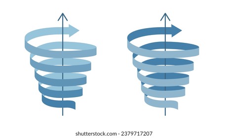 Set of arrow ribbons ascending in a spiral