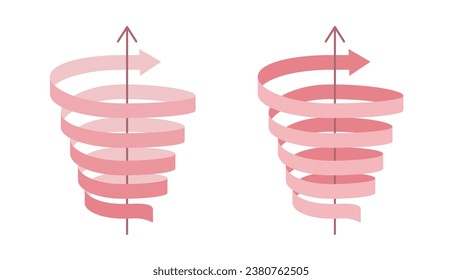 Set of arrow ribbons ascending in a spiral