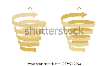 Set of arrow ribbons ascending in a spiral