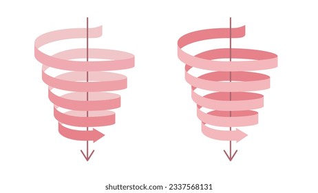 Set of arrow ribbons descending in a spiral svg