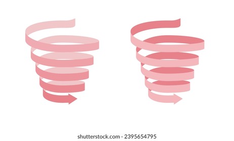 Conjunto de cintas de flecha que descienden en una espiral