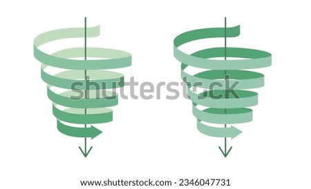 Set of arrow ribbons descending in a spiral Zdjęcia stock © 