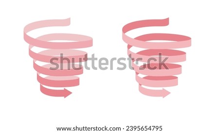 Set of arrow ribbons descending in a spiral