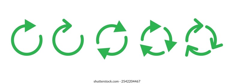Set of Arrow rotation circle icon collection. Refresh and Sync repeat,  Reload symbol. Vector Illustration.