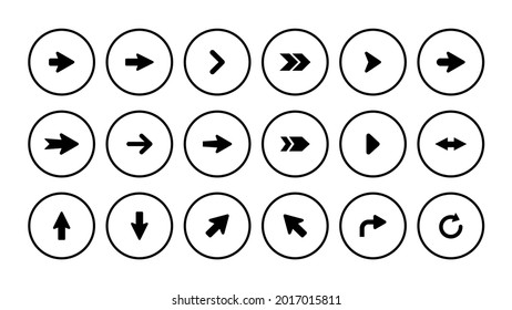 Set arrow sign icon. Collection different arrows symbol vector illustration.