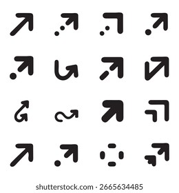Conjunto de Arte vectorial de icono de silueta de flecha 