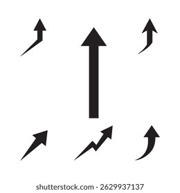 Set of up arrow silhouette icons on white background